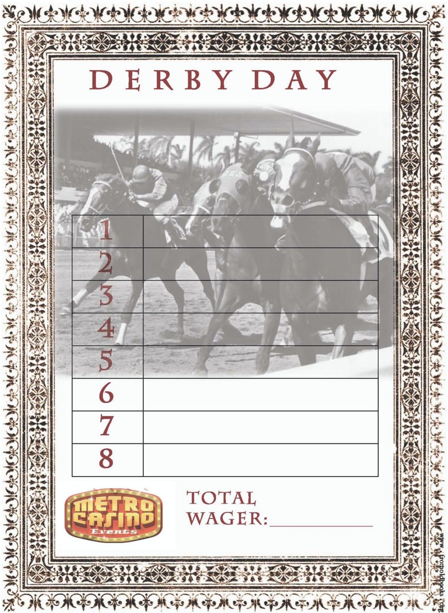 Derby Dash betting slip used for final wagers - Metro Casino Events